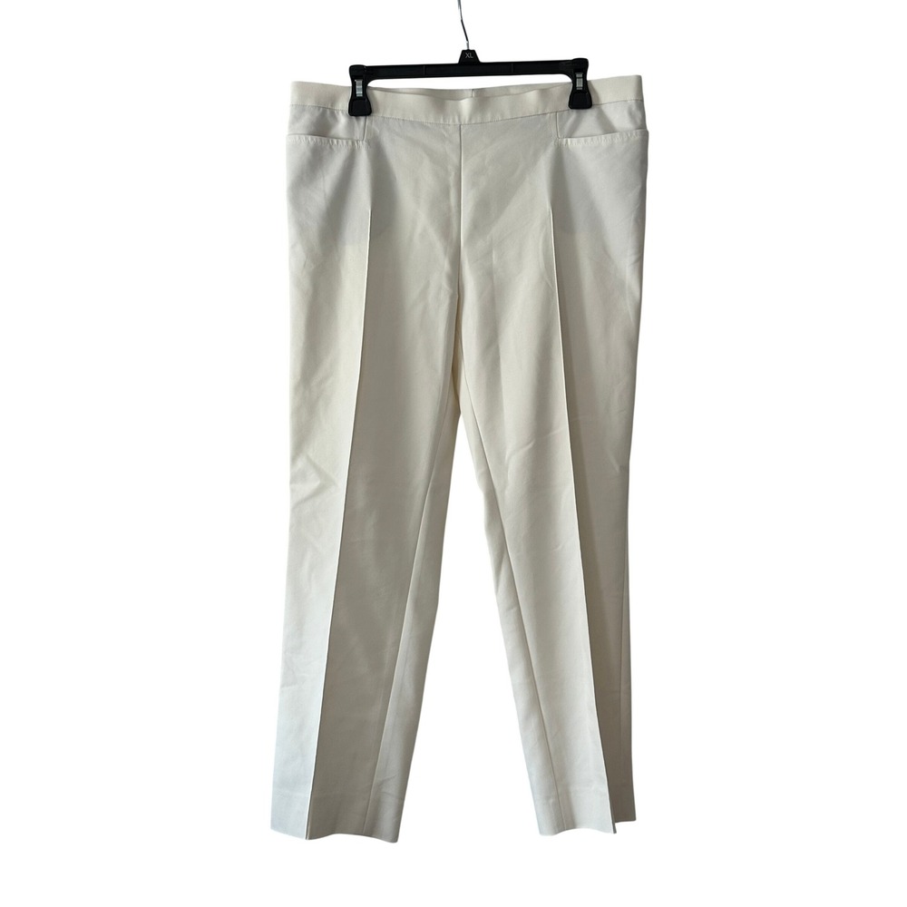 Akris Switzerland Cream Cotton Blend Straight Leg Trousers Pants US 12 Italy
